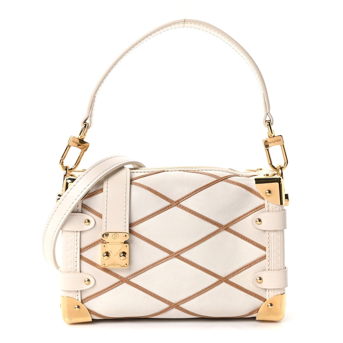Lambskin Malletage Side Trunk PM Creme Noisette