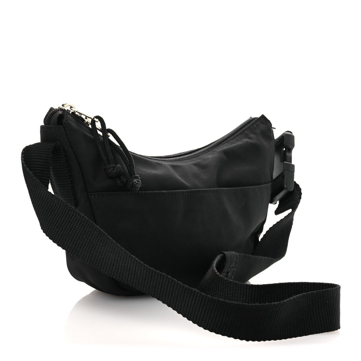 Recycled Sport Nylon Logo Embroidered Wheel Sling Bag Black White
