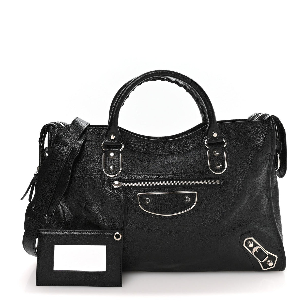 Chevre Silver Metallic Edge Hardware City Black