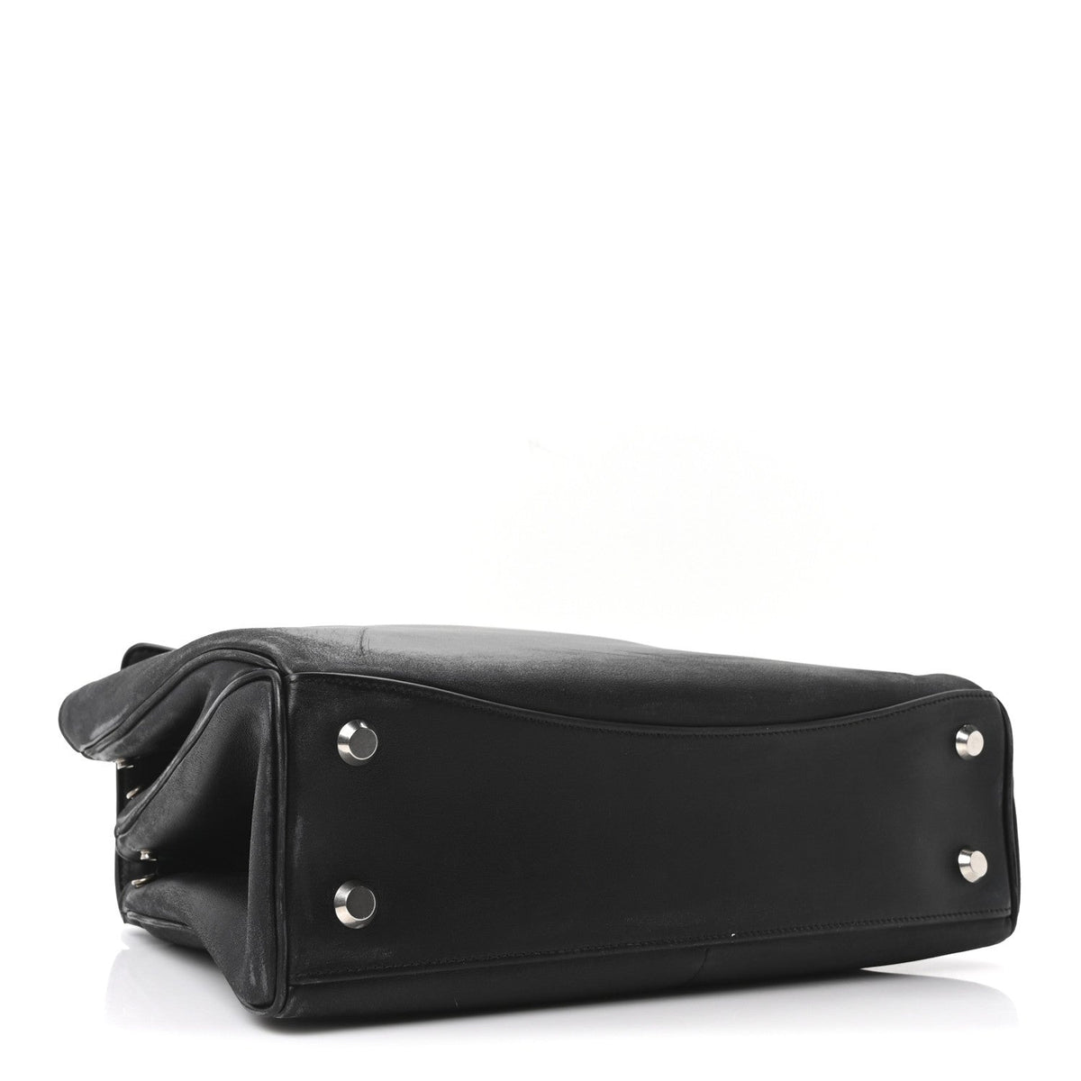 Natural Smooth Calfskin Medium Rodeo Top Handle Handbag Black