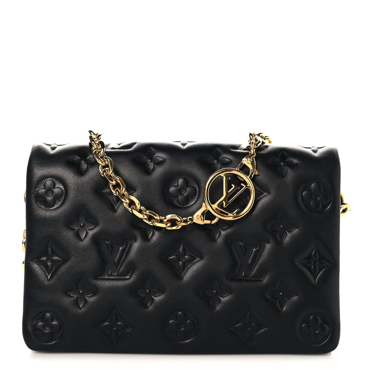 Lambskin Embossed Monogram Pochette Coussin Black