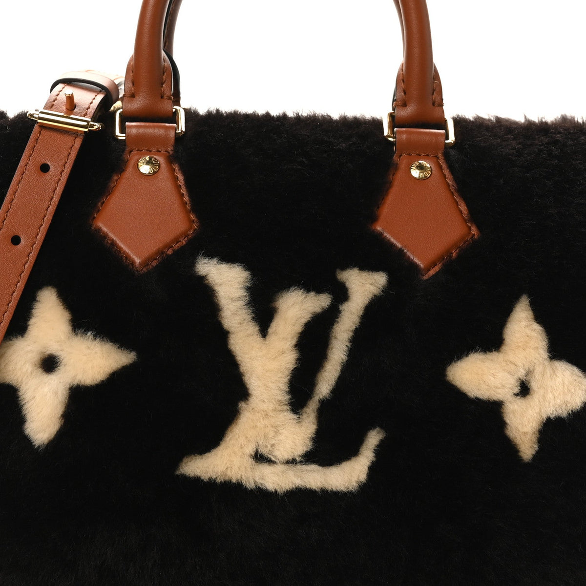 Shearling Monogram LV Ski Cozygram Speedy Bandouliere 25 Chocolate Cream