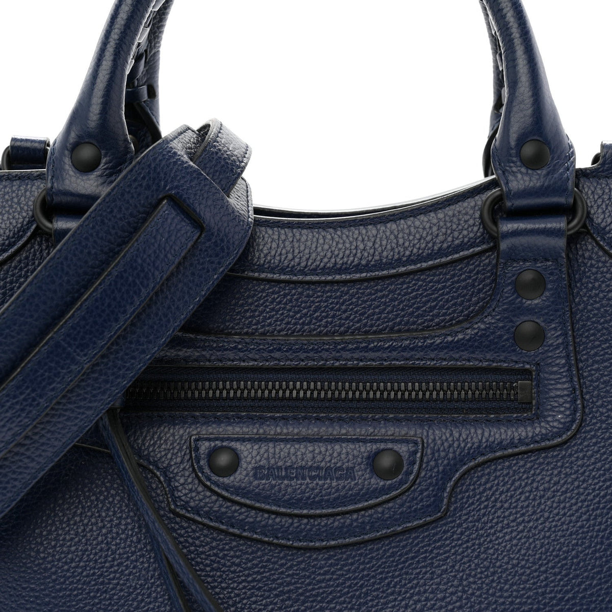 Grained Calfskin Neo Classic Black Hardware S City Navy