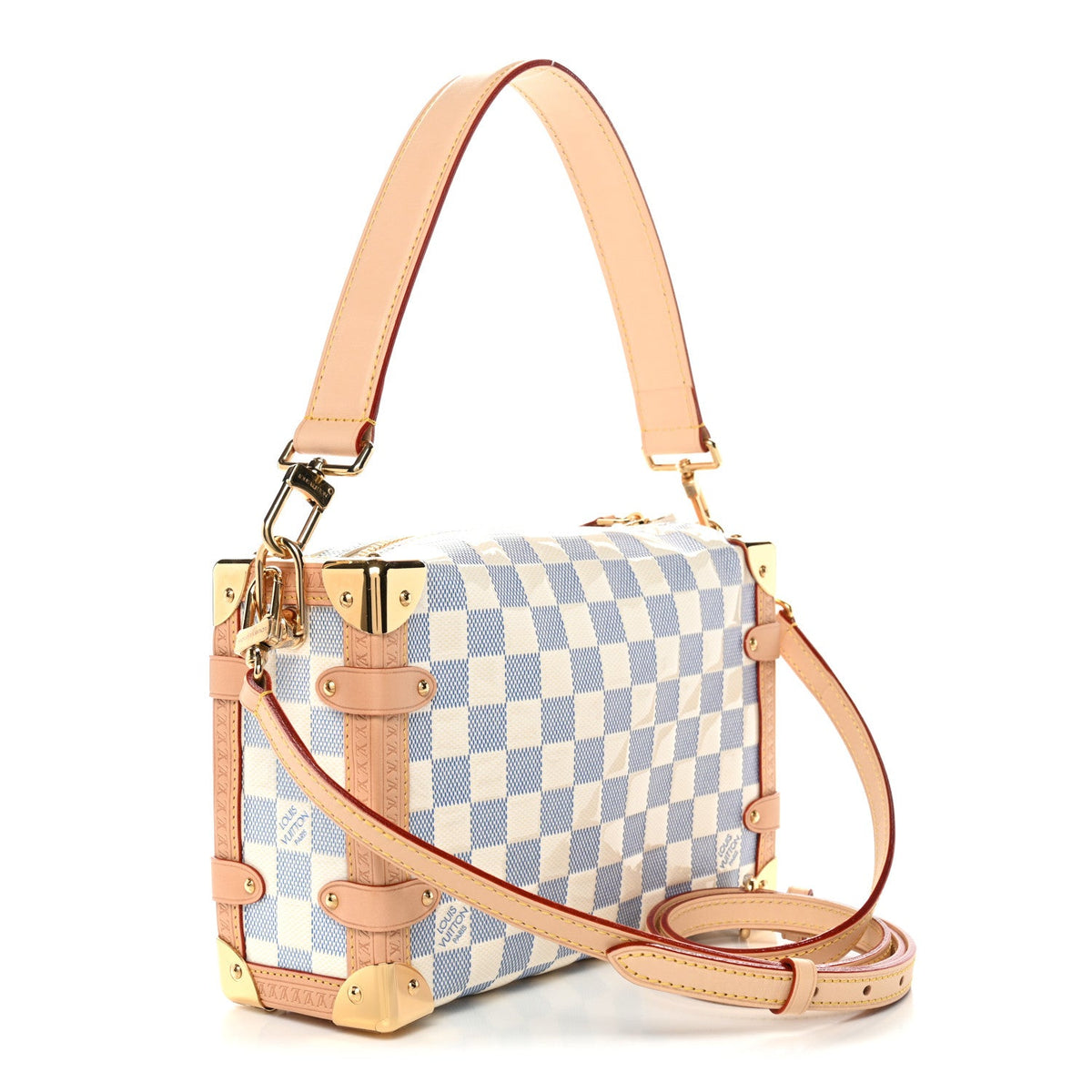 Damier Vernis Side Trunk MM Celeste Blue