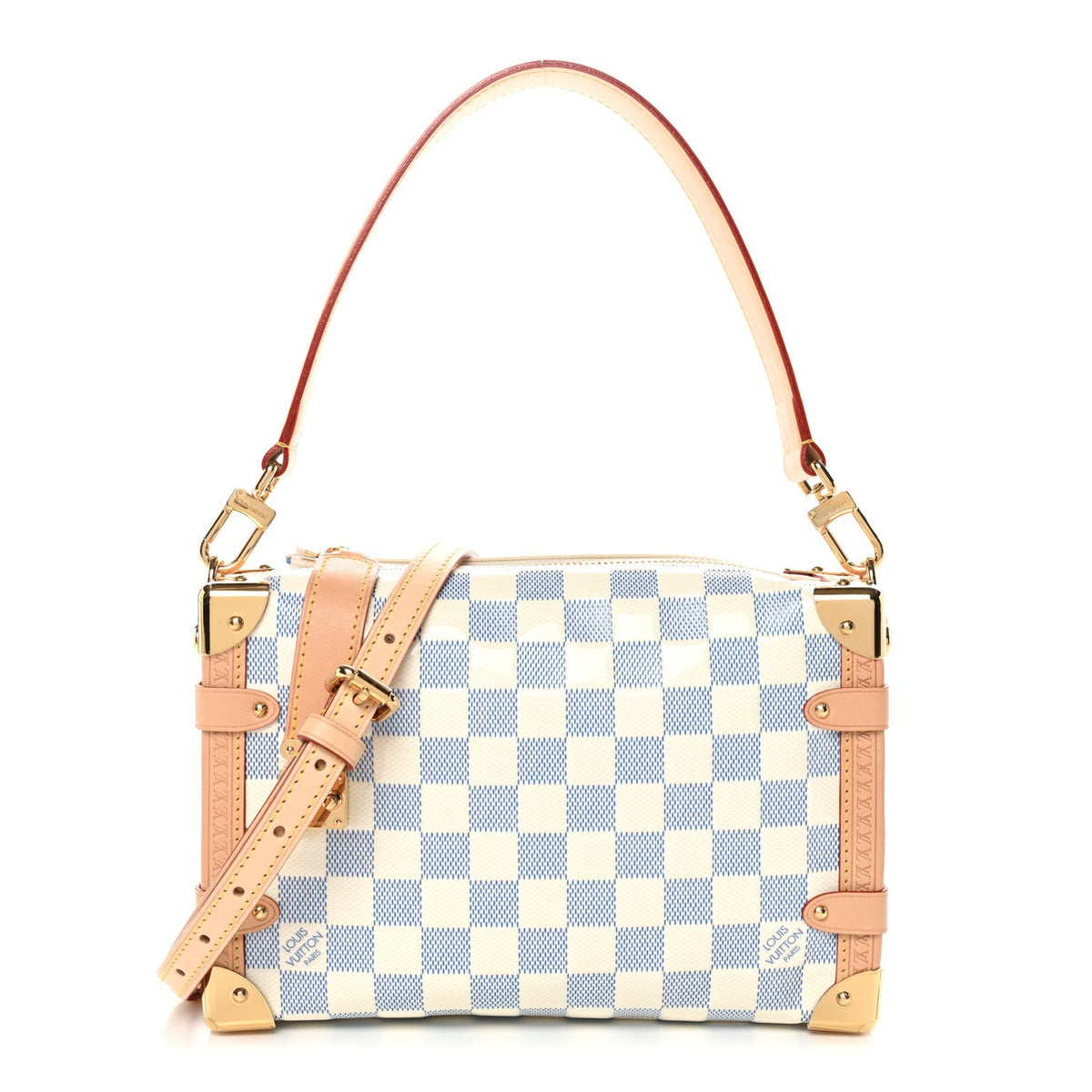 Damier Vernis Side Trunk MM Celeste Blue