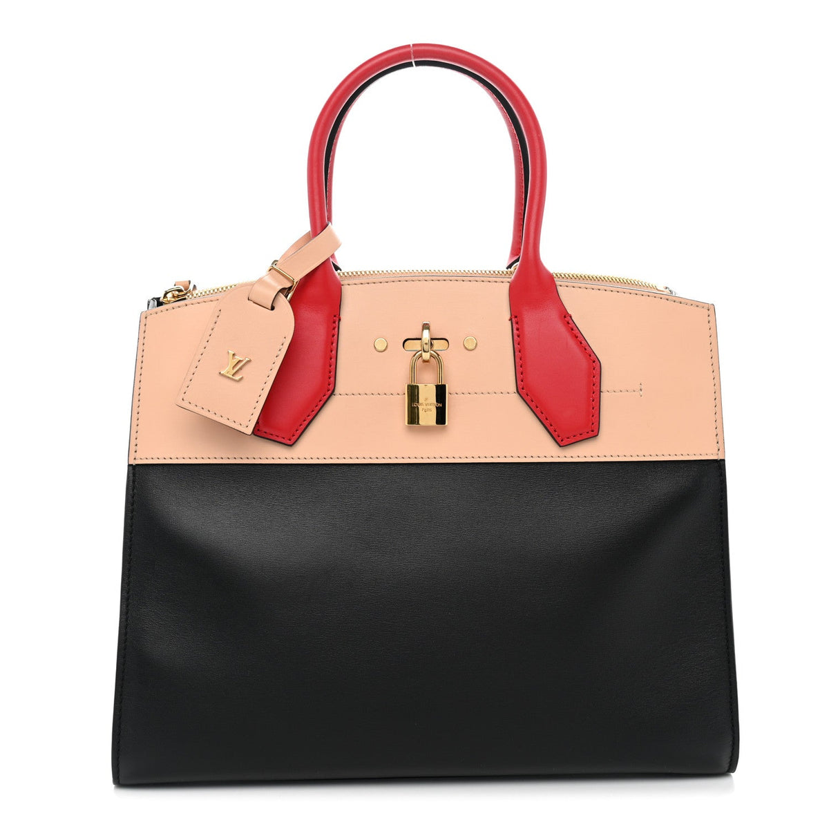 Calfskin City Steamer MM Black Creme Bourgogne