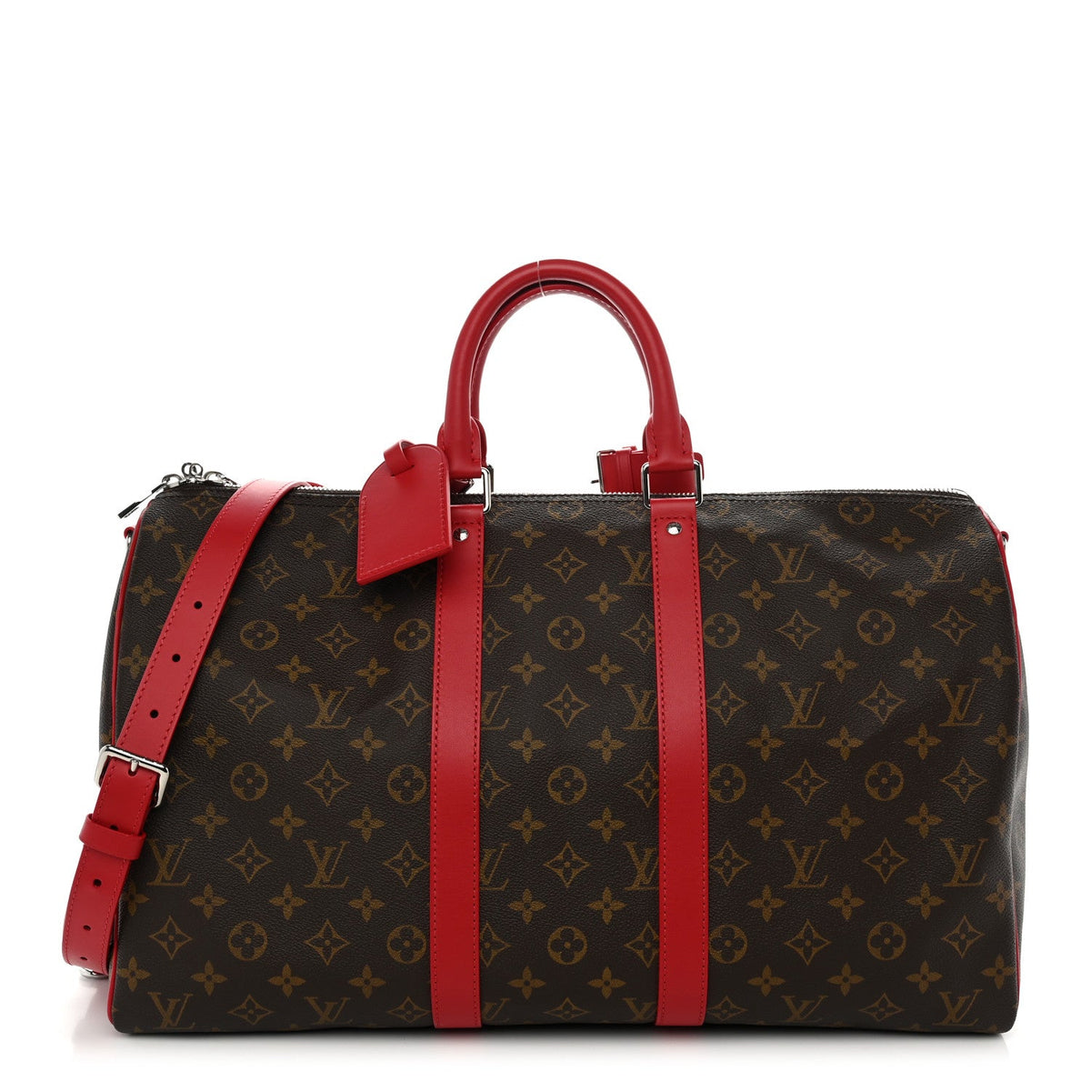 Monogram Macassar LV Colormania Keepall Bandouliere 45 Sari Red