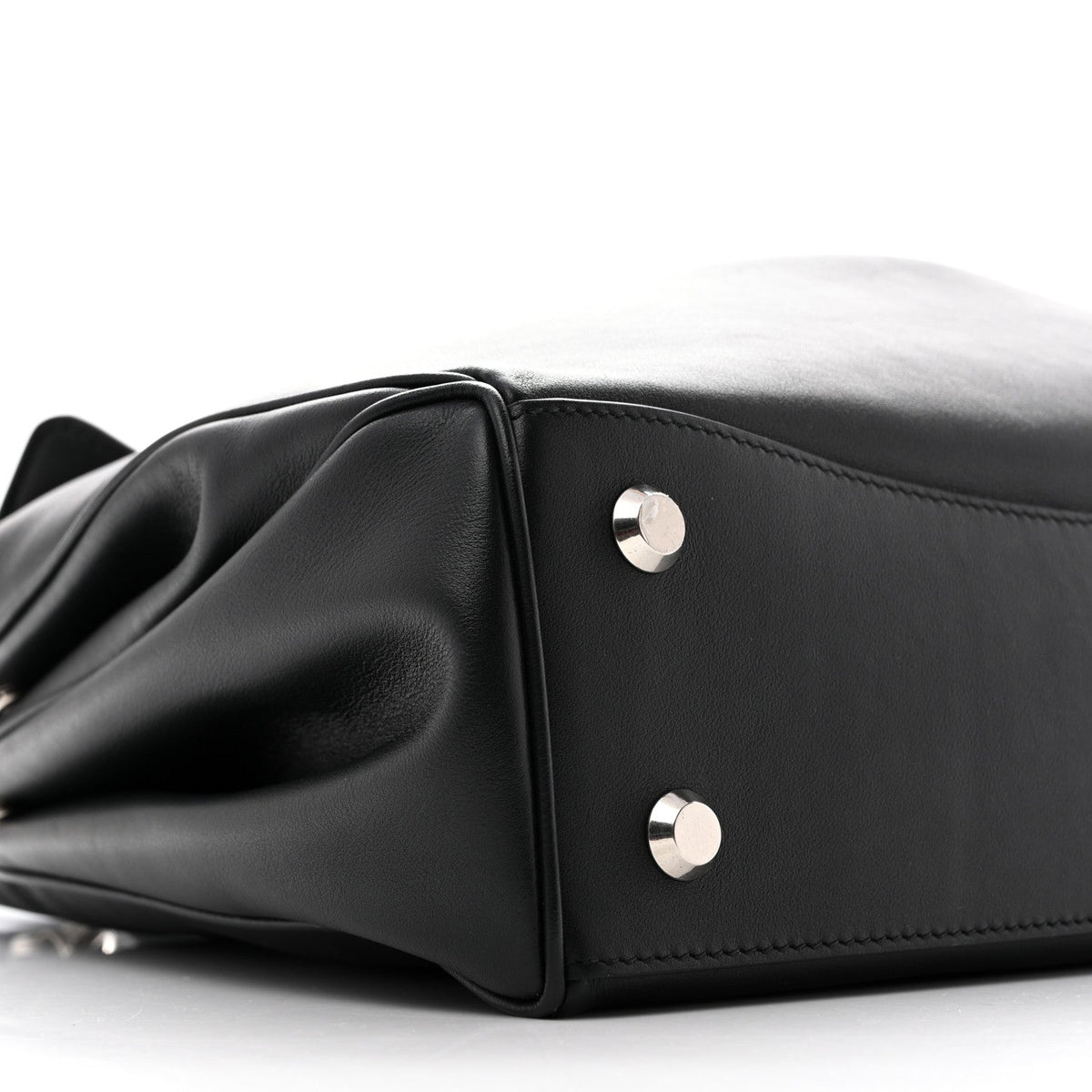 Natural Smooth Calfskin Medium Rodeo Top Handle Handbag Black