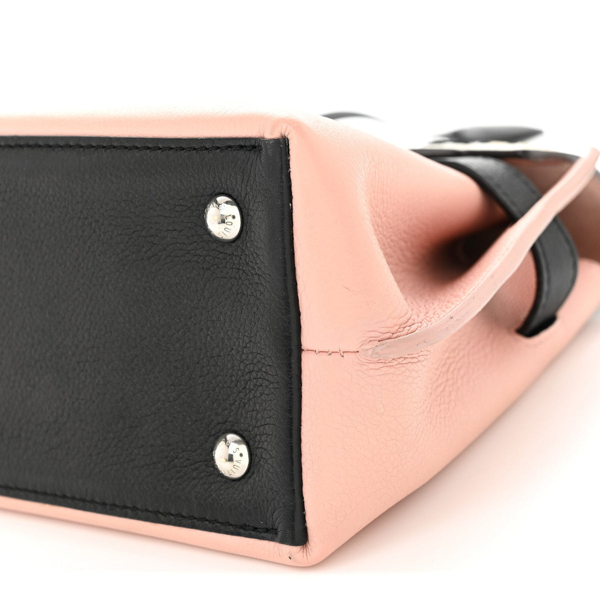 Soft Calfskin Embroidered Lockme Ever BB Rose Pink Snow White Black