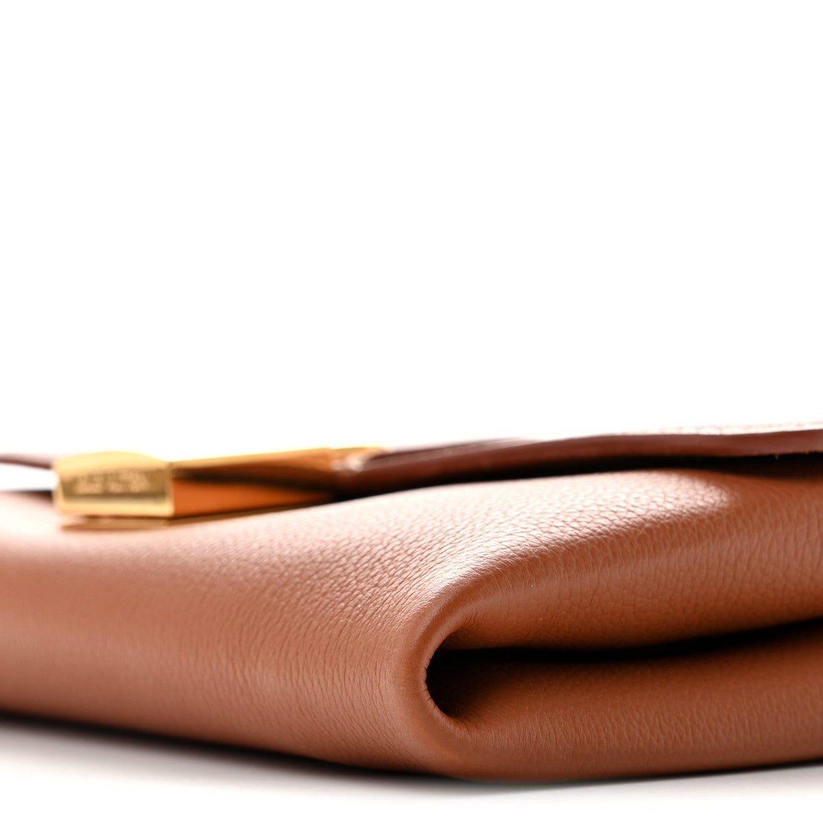 Grained Calfskin Low Key Wallet On Chain Cognac