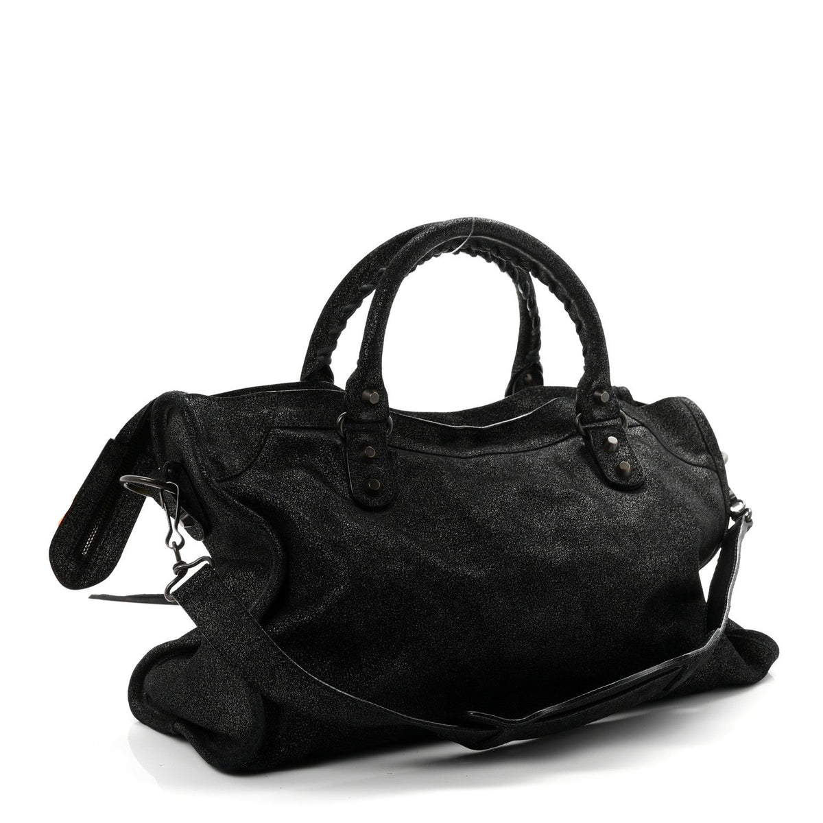 Metallic Craquele Calfskin Classic Hardware City Black