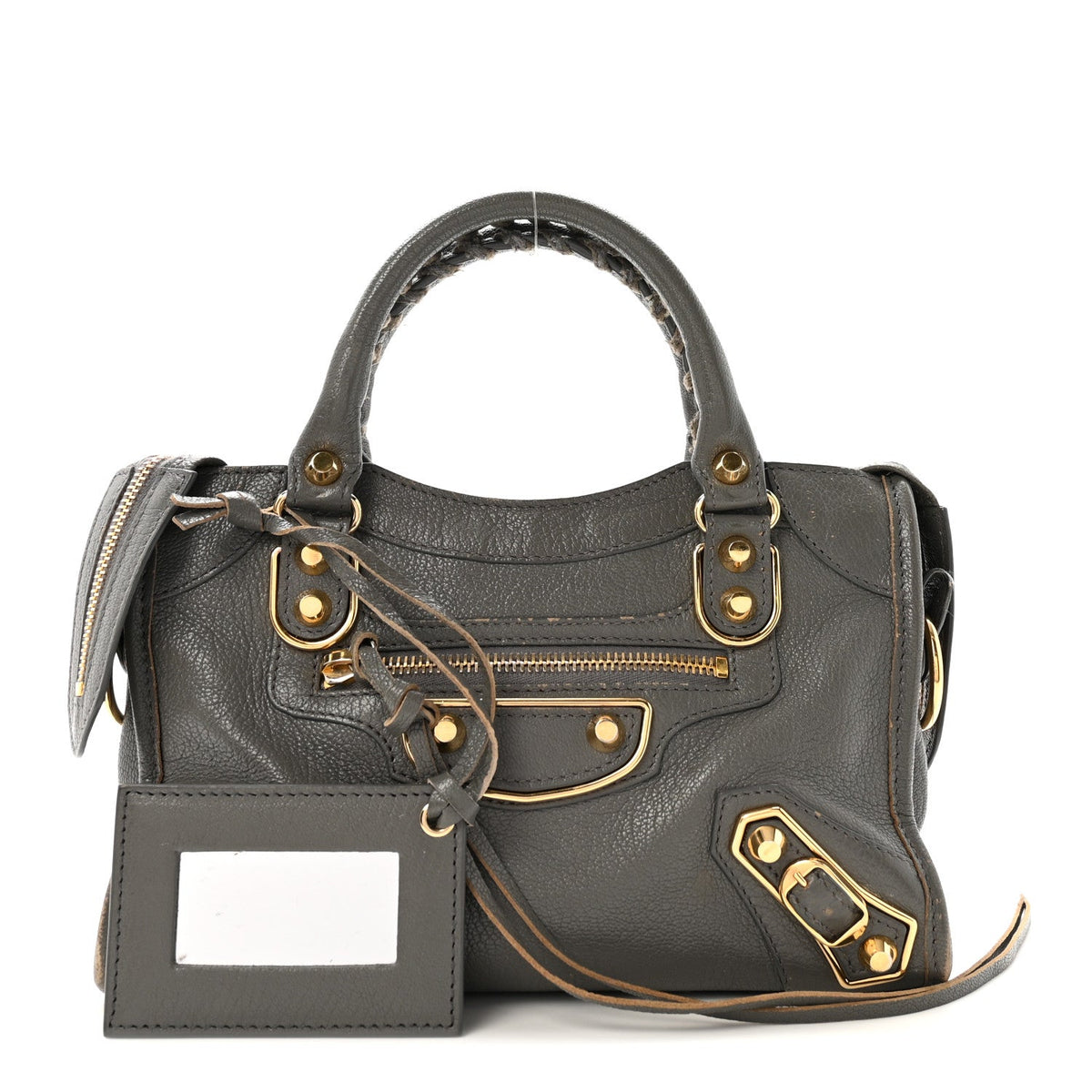 Chevre Gold Metallic Edge Hardware Mini City Gris Acier