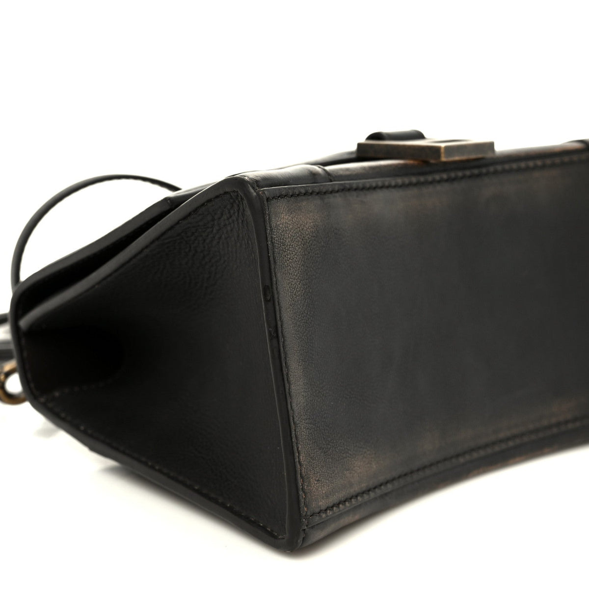 Used Calfskin Small Hourglass Top Handle Bag Brown