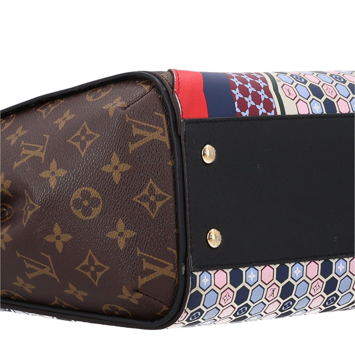 Calfskin Monogram Kimono Tote MM Rouge Navy