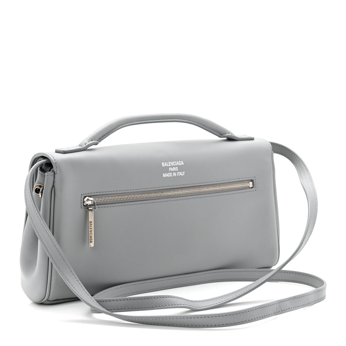 Smooth Calfskin Small Bel Air Clutch On Strap Cloud Grey