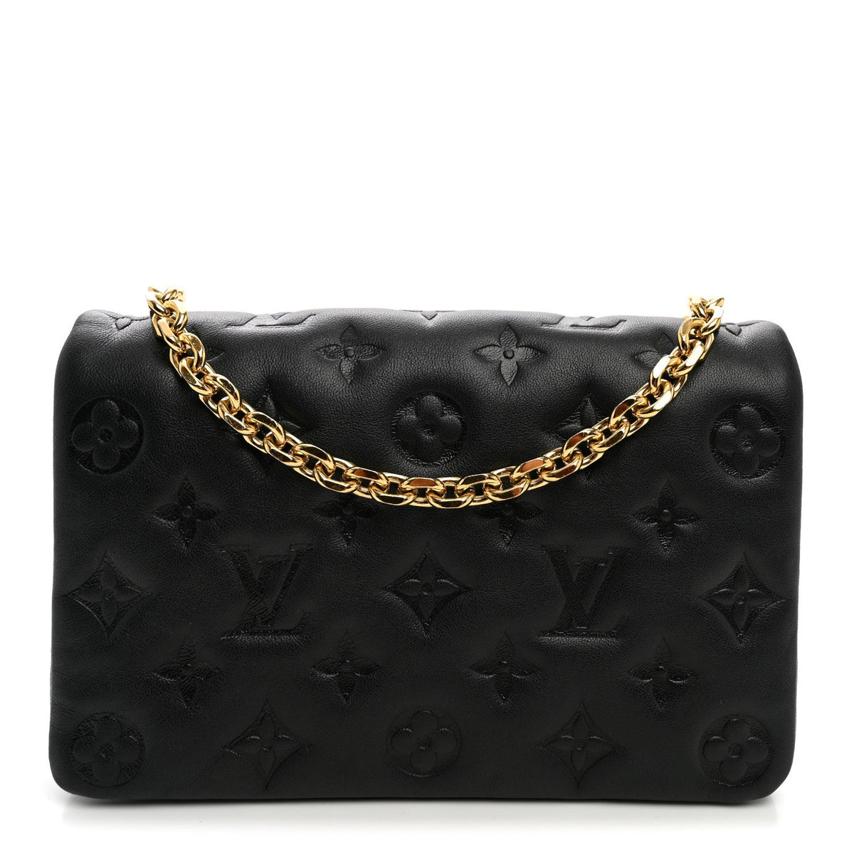 Lambskin Embossed Monogram Pochette Coussin Black