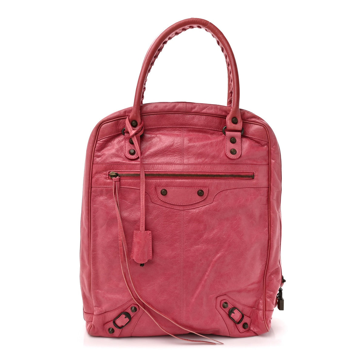Agneau Classic Hardware Briefcase Tote Pivoine