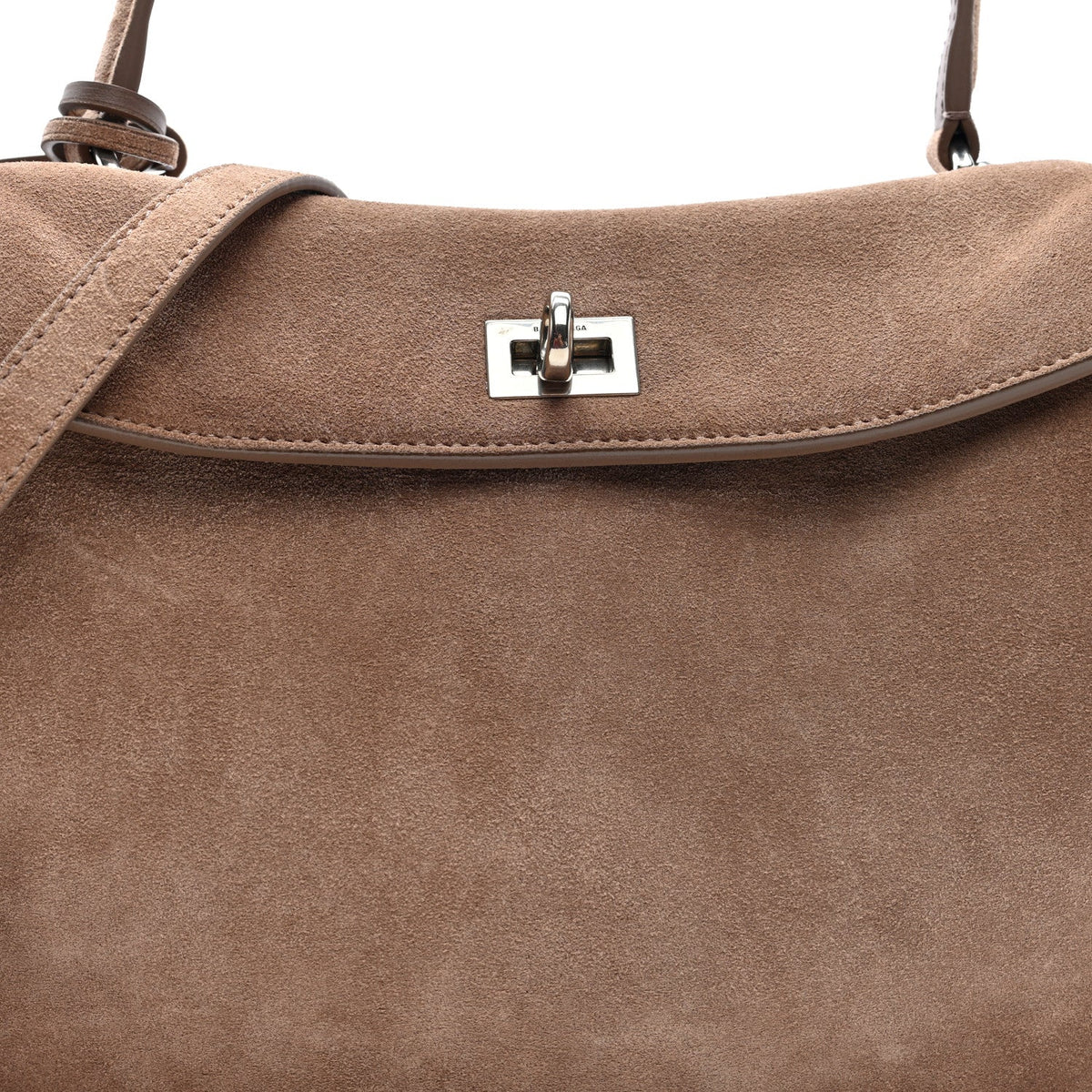 Waxed Suede Small Rodeo Top Handle Handbag Beige