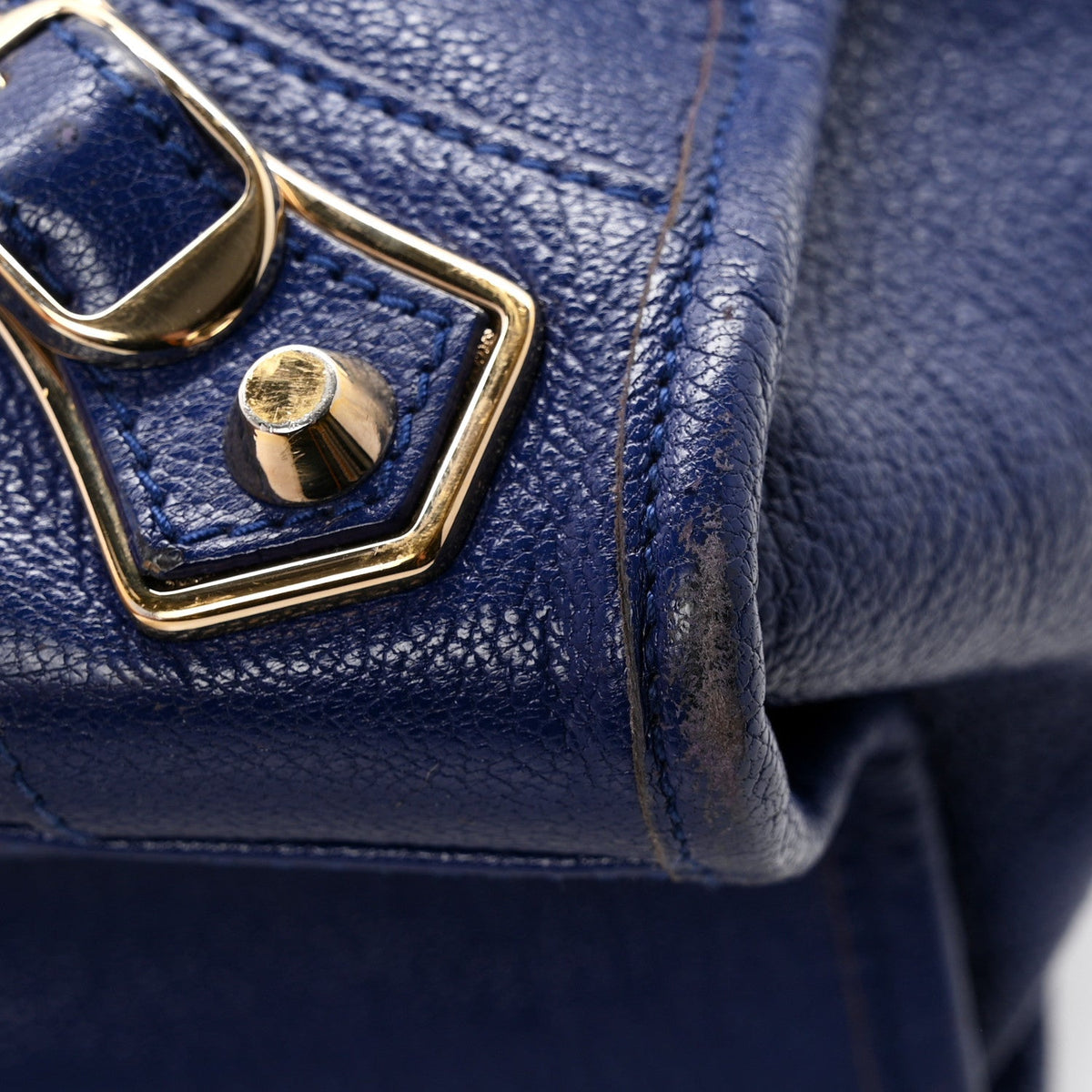 Chevre Gold Metallic Edge Hardware City Bleu Roi
