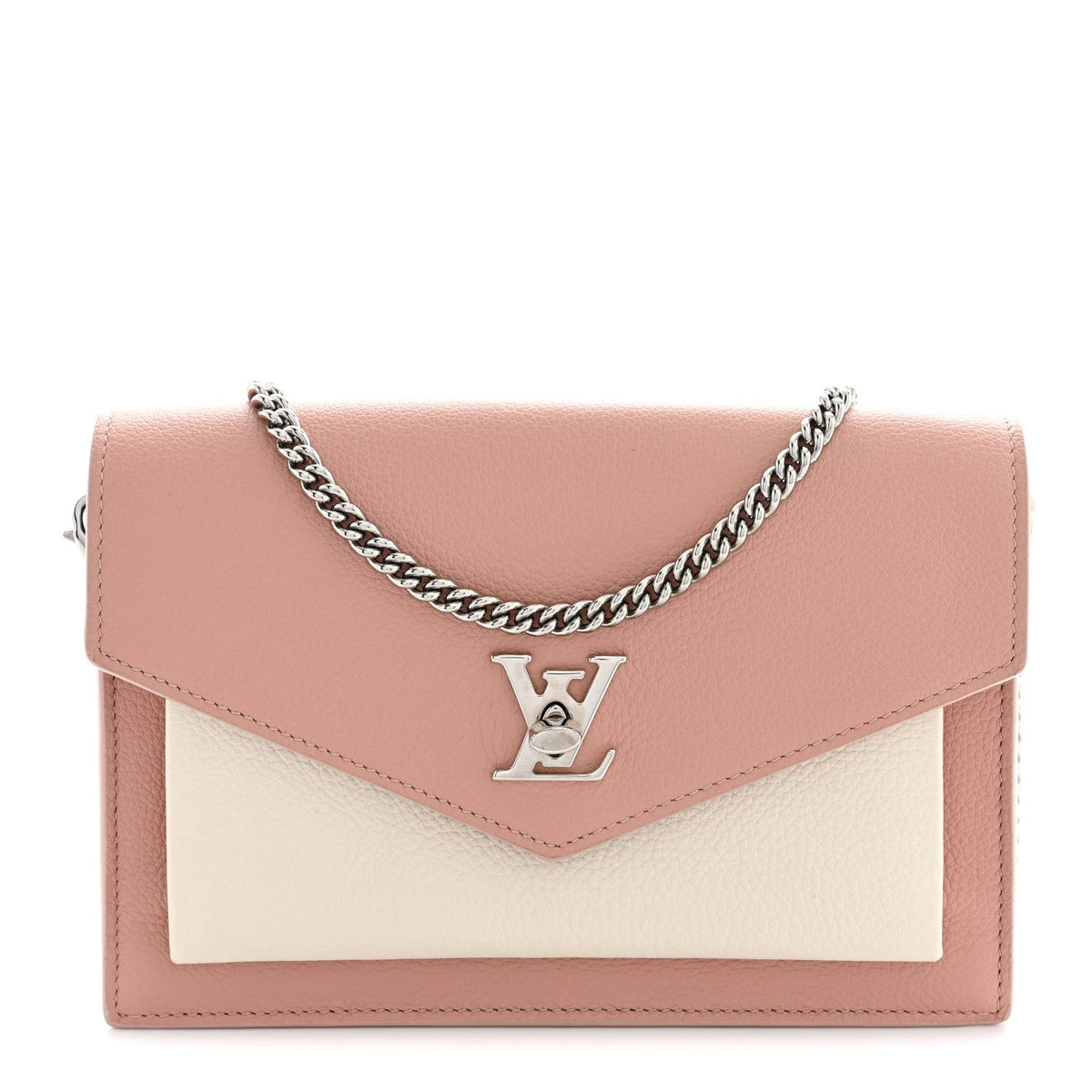 Calfskin Mylockme Chain Pochette Rose Ballet White