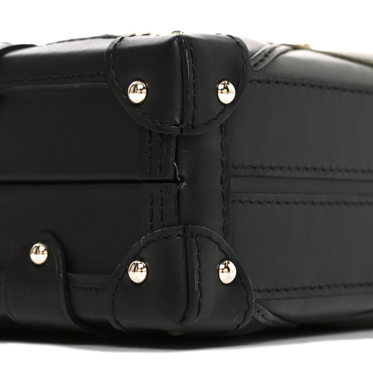 Lambskin Malletage Petite Malle Black Beige