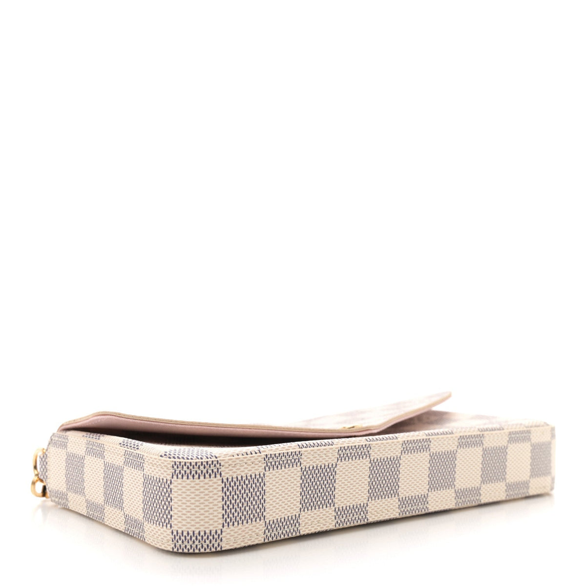 Damier Azur Pochette Felicie Chain Wallet Rose Ballerine