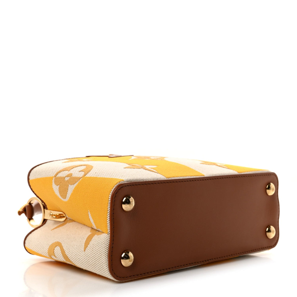 Canvas Calfskin Embroidered Braided Monogram Capucines BB Ecru Jaune