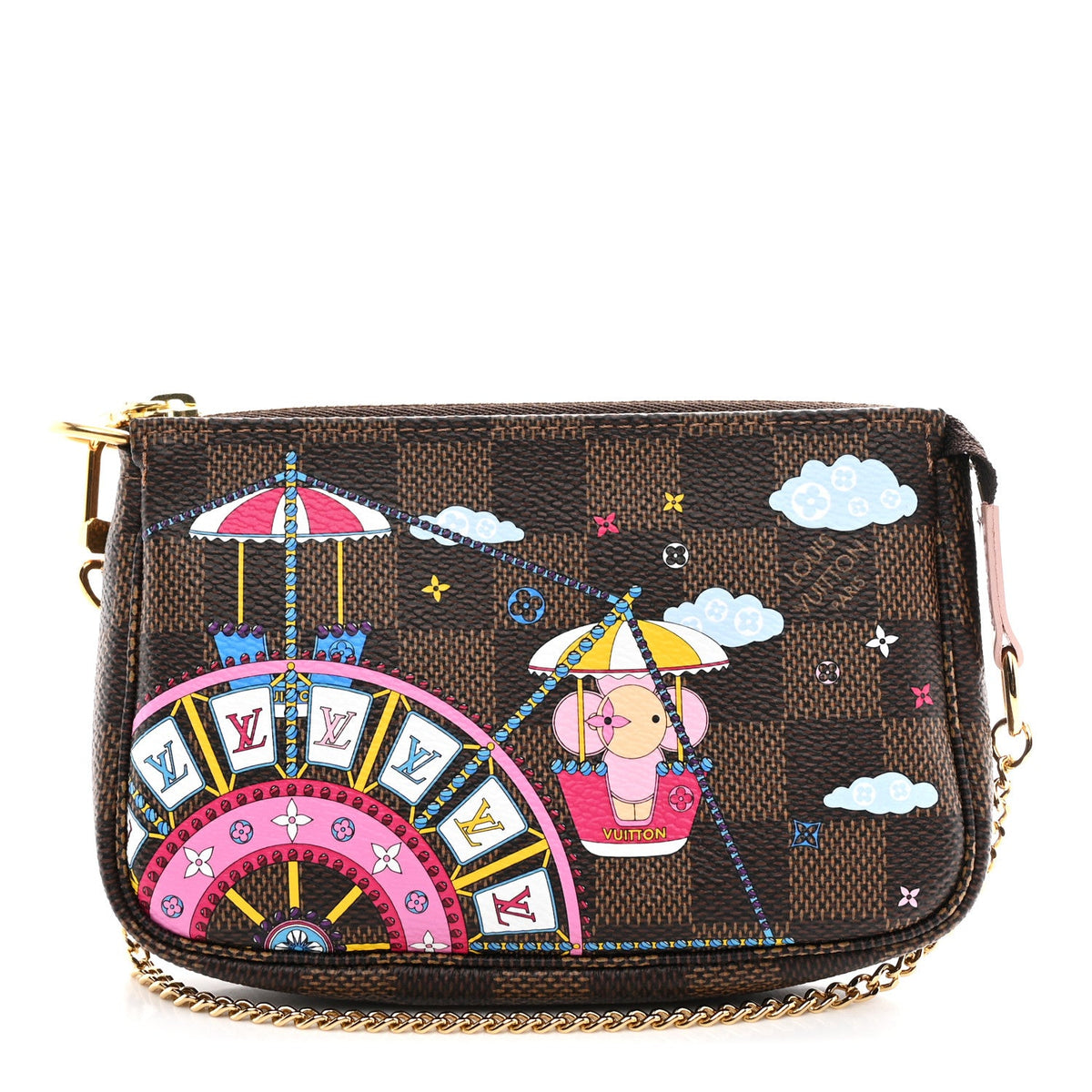 Damier Ebene 2020 Christmas Animation Big Wheel Mini Pochette Accessories Rose Ballerine
