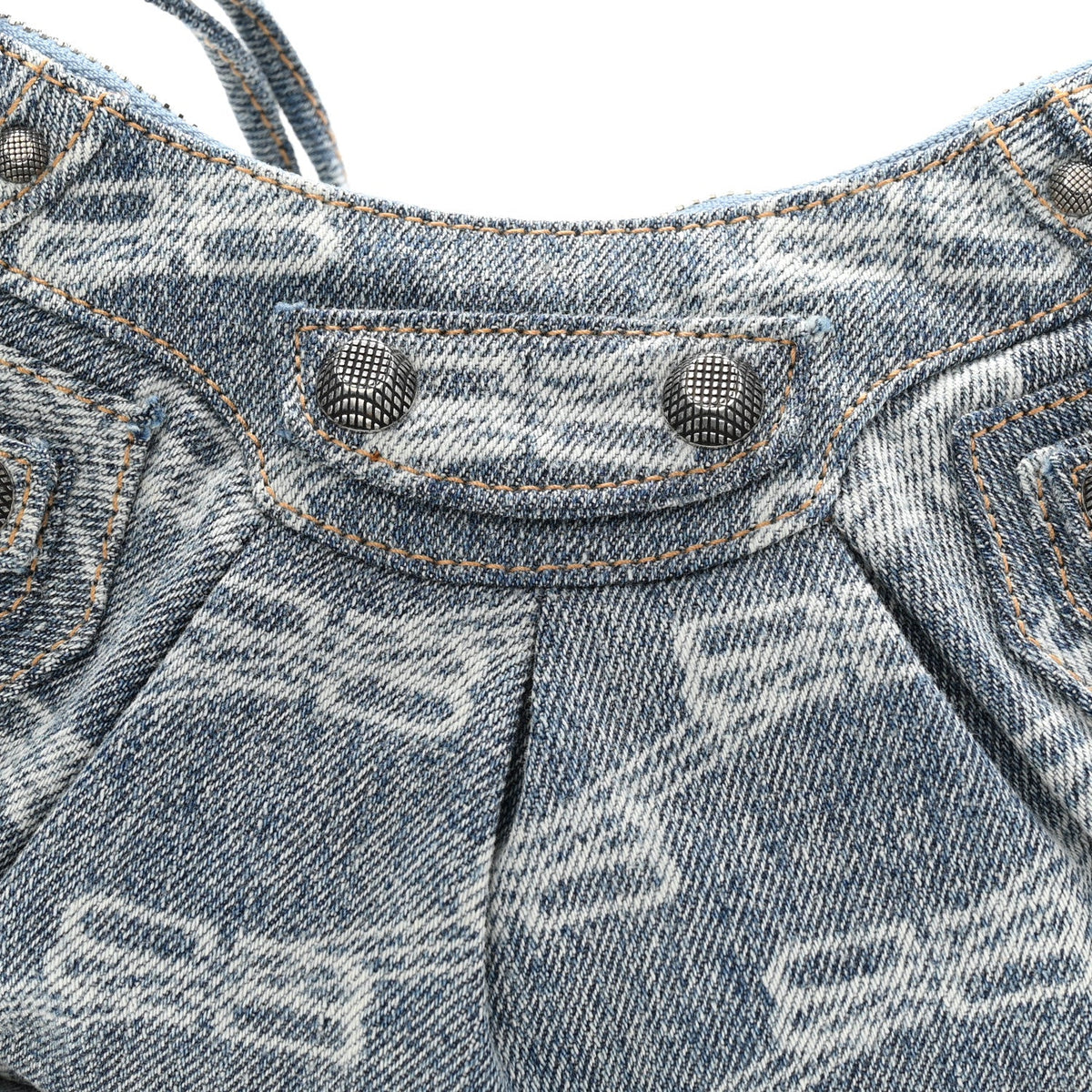 Bleached Denim BB Monogram Le Cagole Shoulder Bag XS Blue