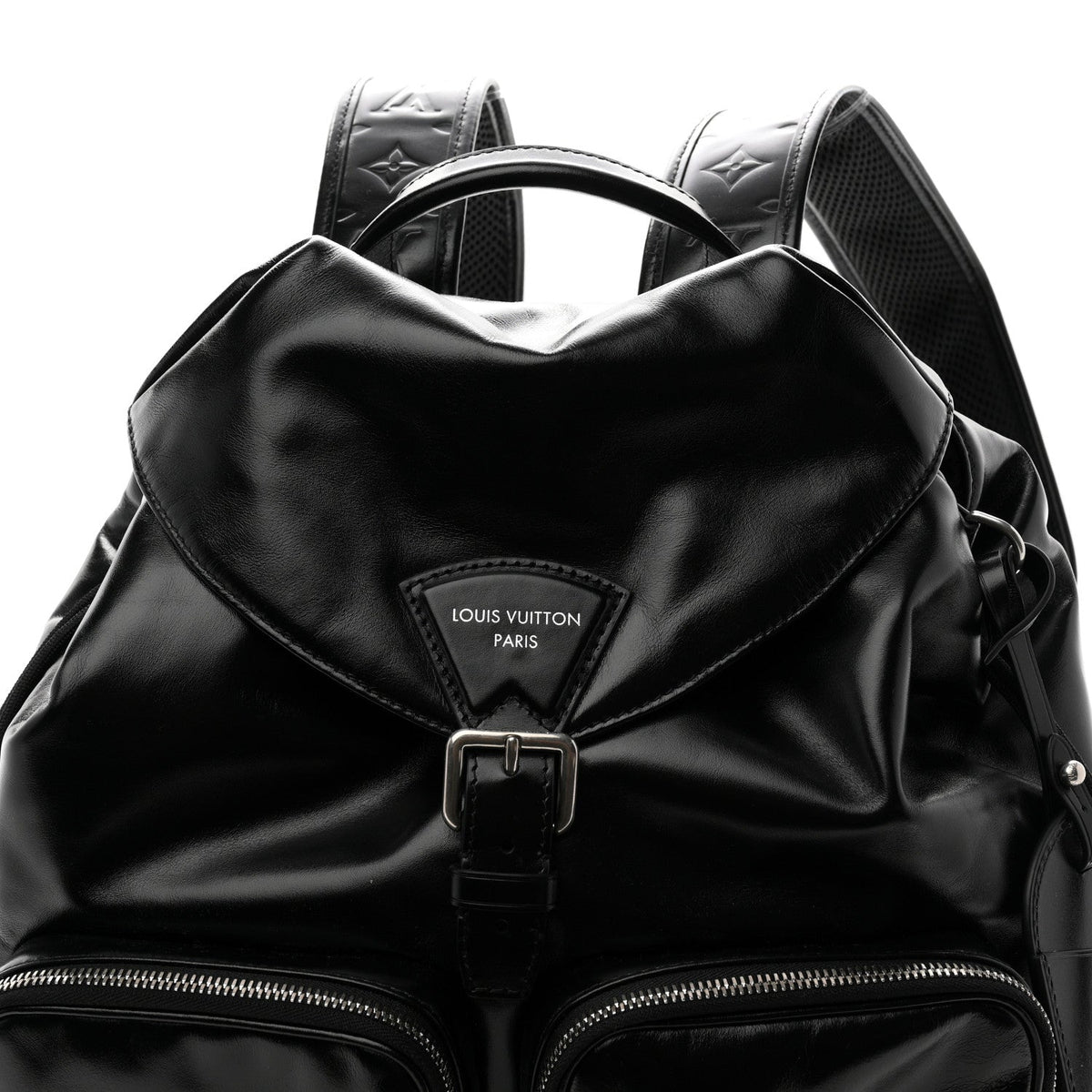 Shiny Calfskin Montsouris Cargo Backpack Black
