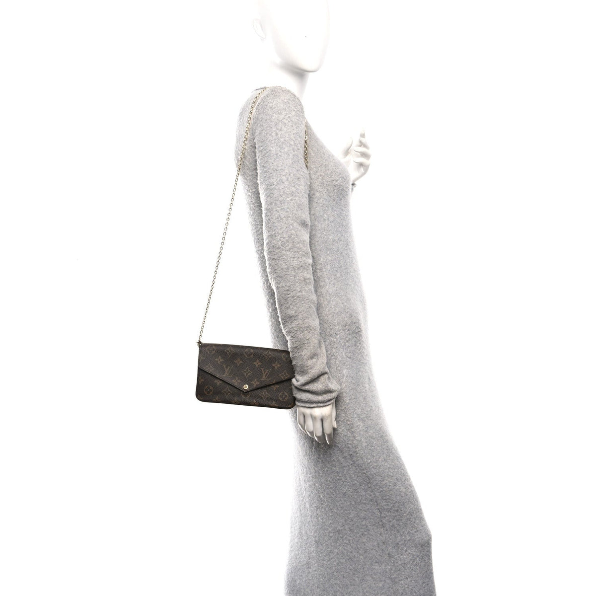 Monogram Pochette Felicie Chain Wallet Fuchsia