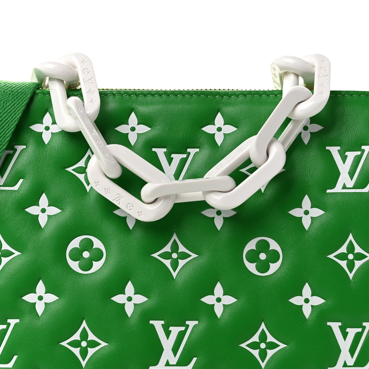 Lambskin Embossed Monogram LV Match Coussin PM Green White