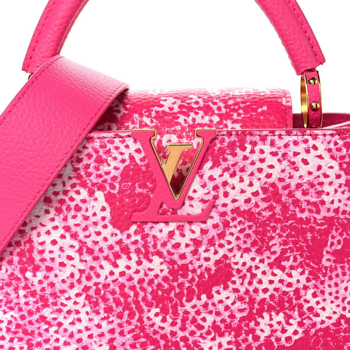 LV X YK Taurillon Infinity Net Capucines BB Fuchsia