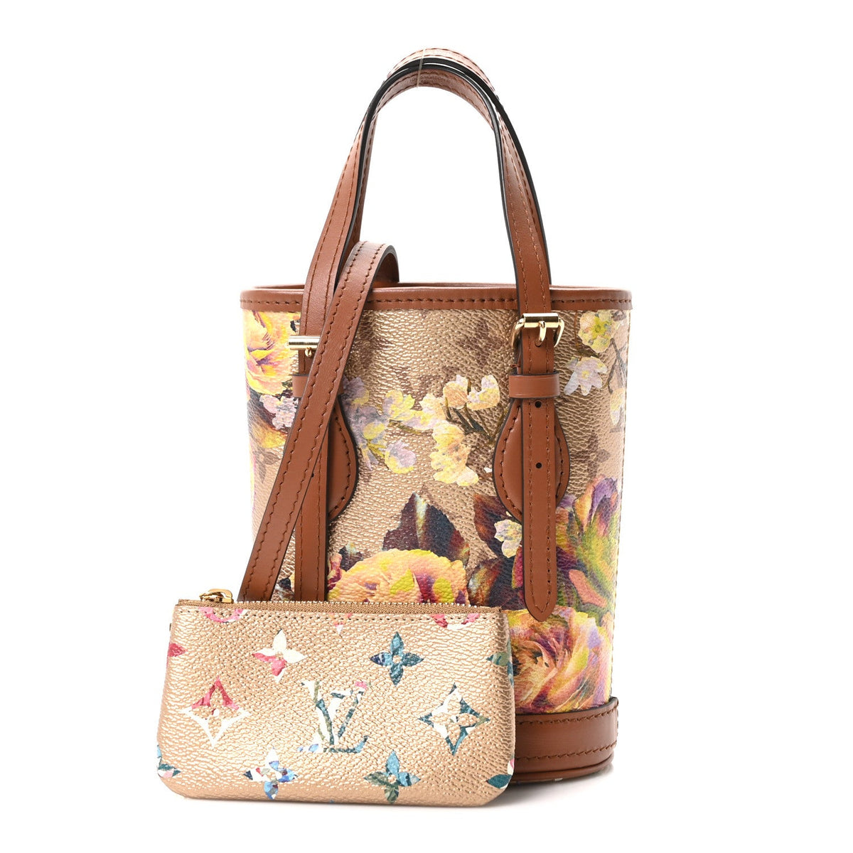 Metallic Monogram LV Garden Nano Bucket Bag Gold