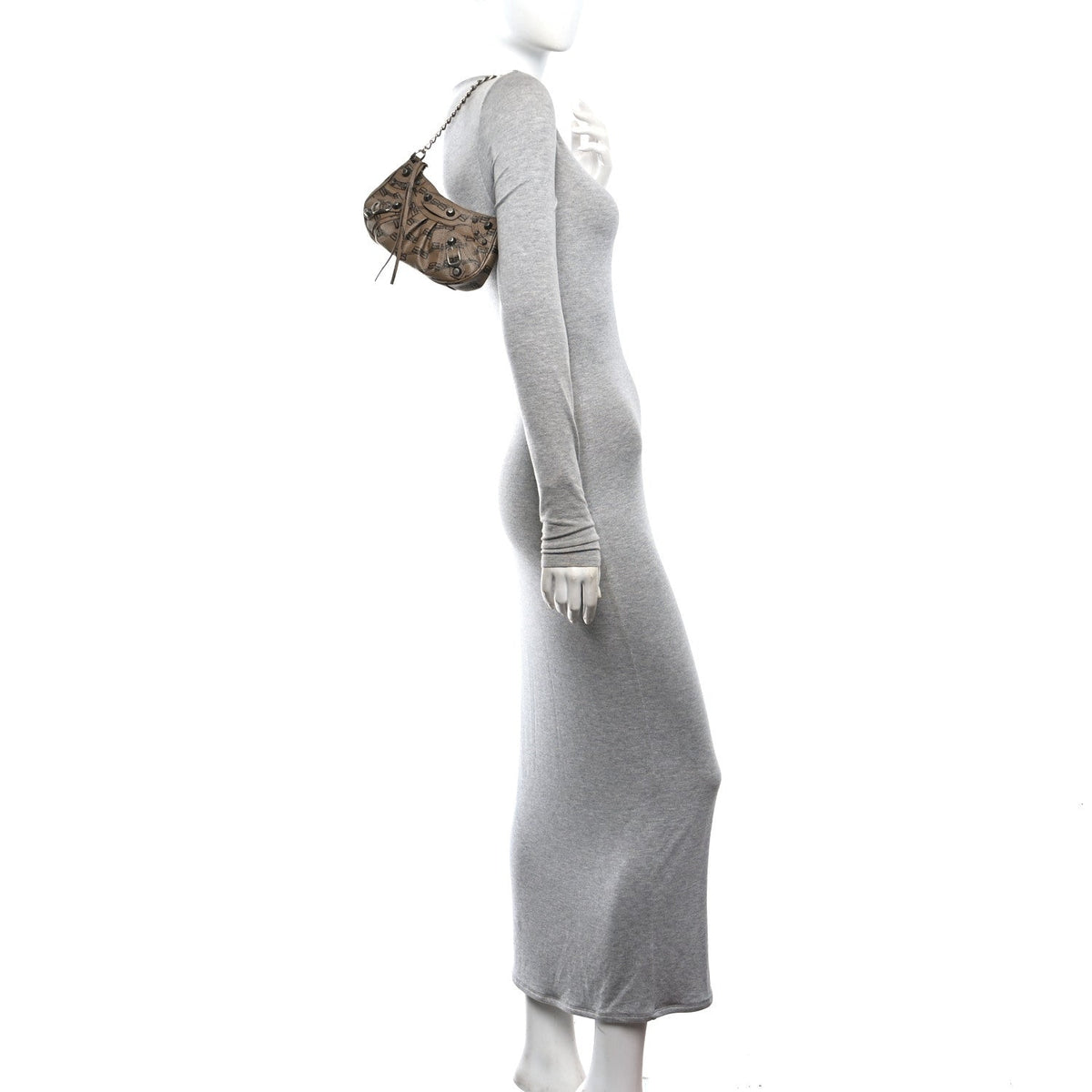 Coated Canvas BB Monogram Le Cagole Mini Purse With Chain Beige Brown