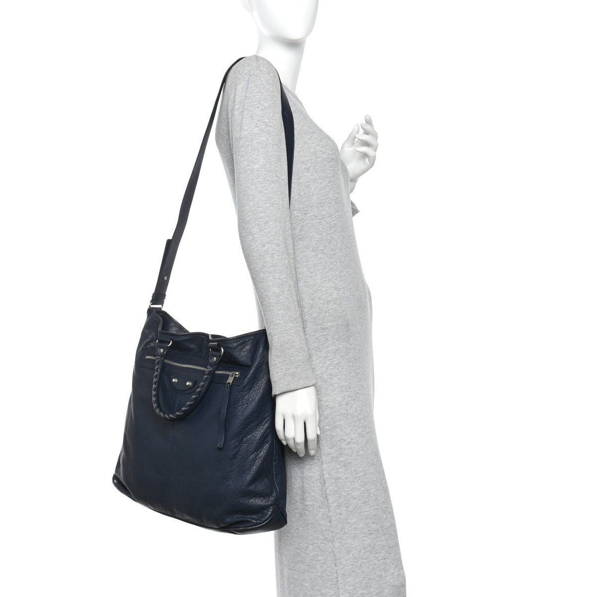 Agneau Classic Silver Hardware Hexagon Bleu Mineral