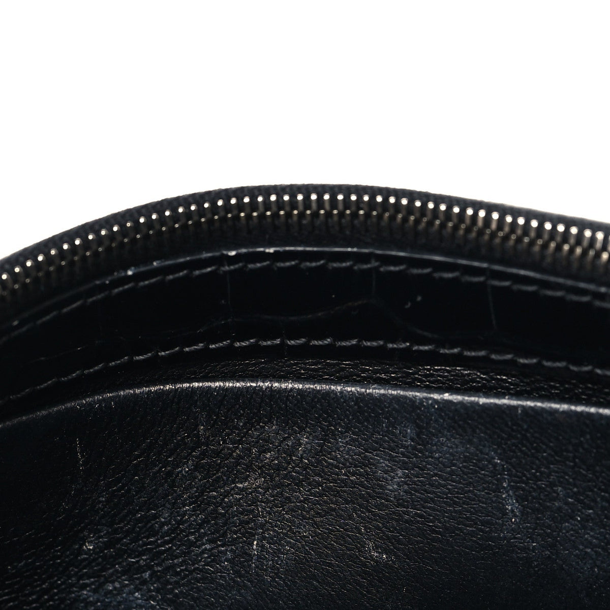 Shiny Calfskin Monochrome Crocodile Embossed Hourglass Chain Bag Black
