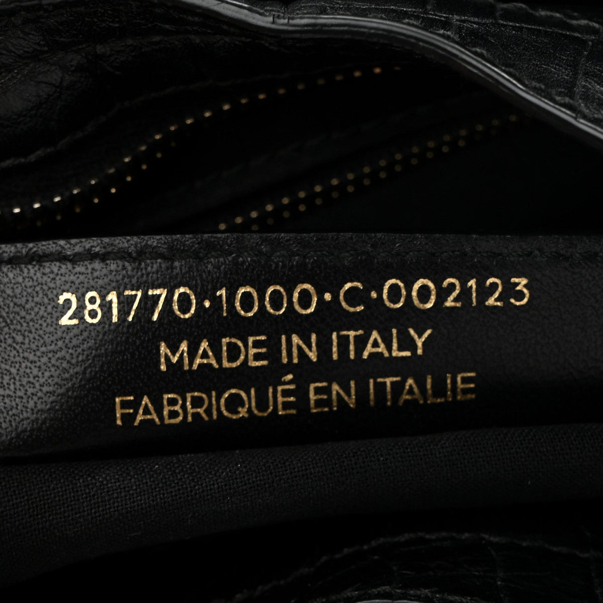 Calfskin Crocodile Embossed Giant 12 Gold Hardware City Black