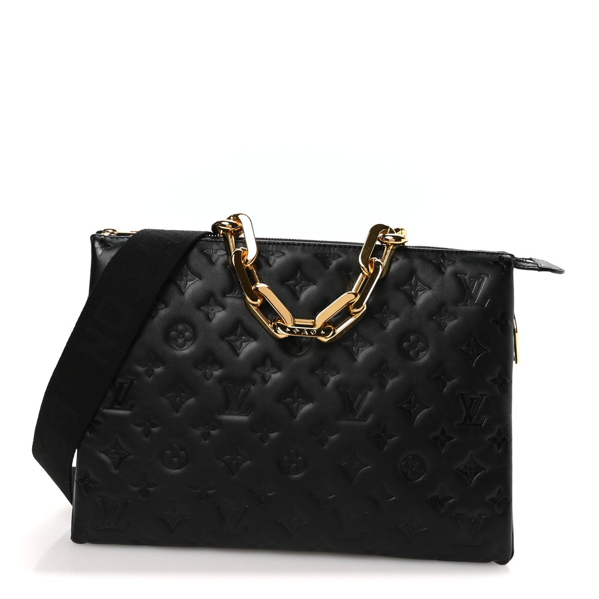Lambskin Embossed Monogram Coussin MM Black