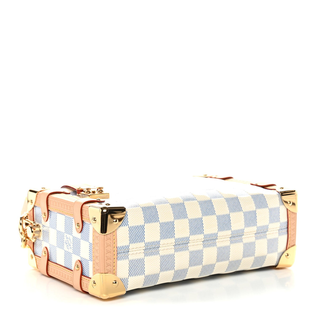 Damier Vernis Side Trunk MM Celeste Blue