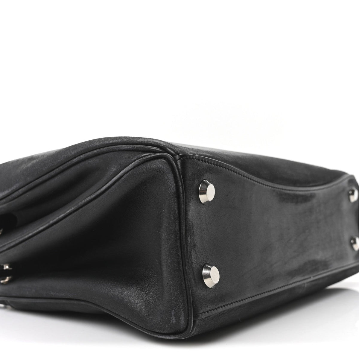 Natural Smooth Calfskin Medium Rodeo Top Handle Handbag Black