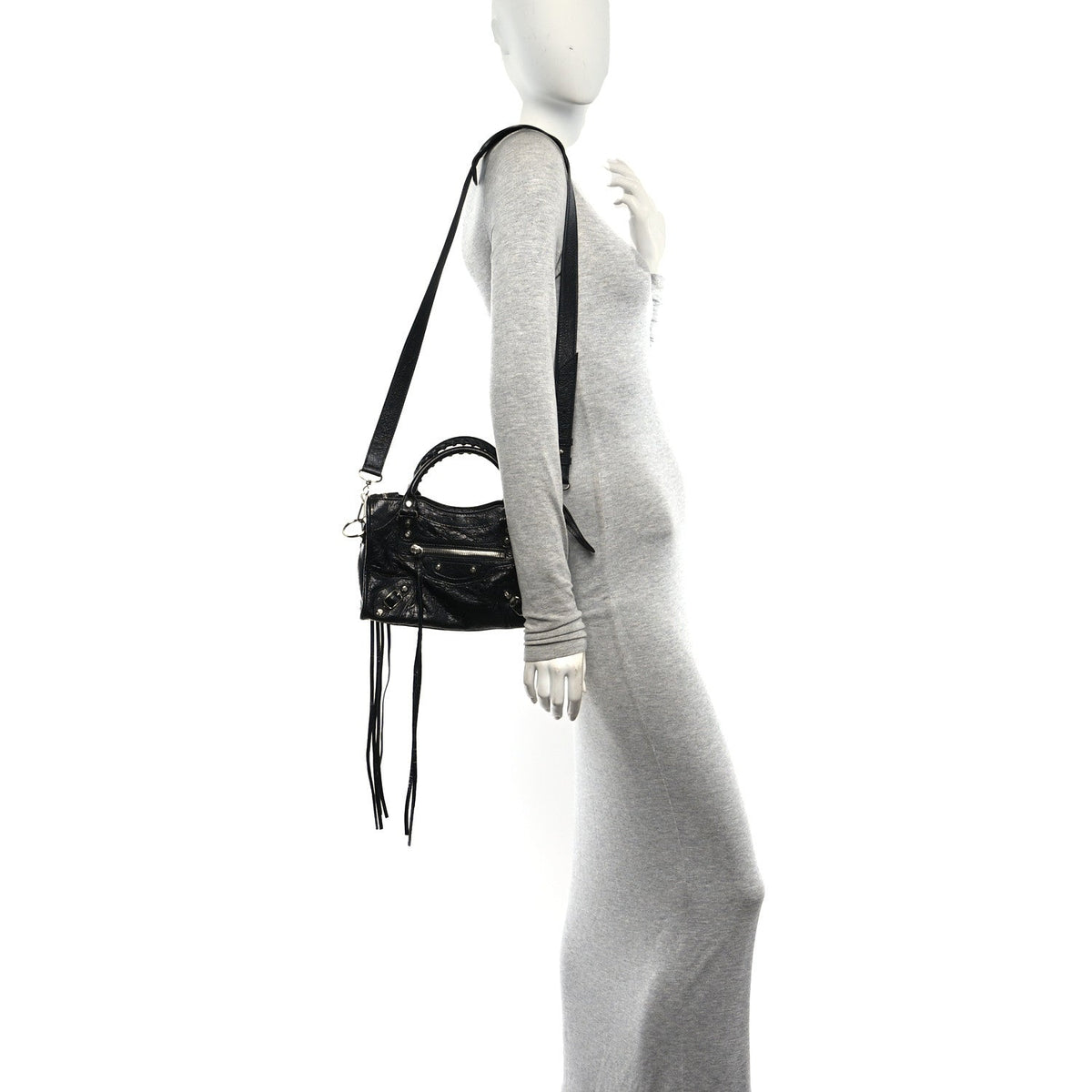 Agneau Classic Silver Hardware Mini City Black