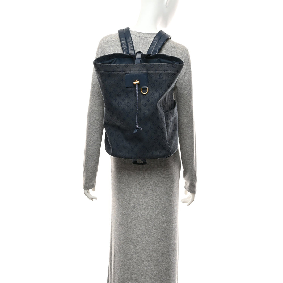 Monogram Denim Chalk Backpack Navy