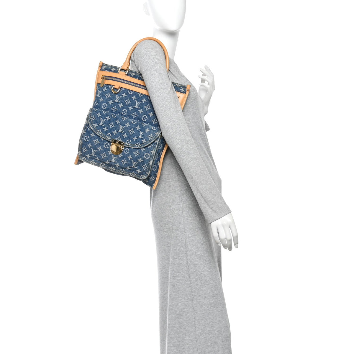 Monogram Denim Sac Plat Blue