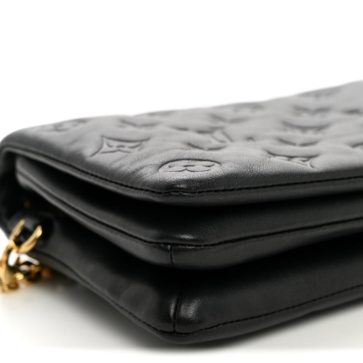 Lambskin Embossed Monogram Pochette Coussin Black