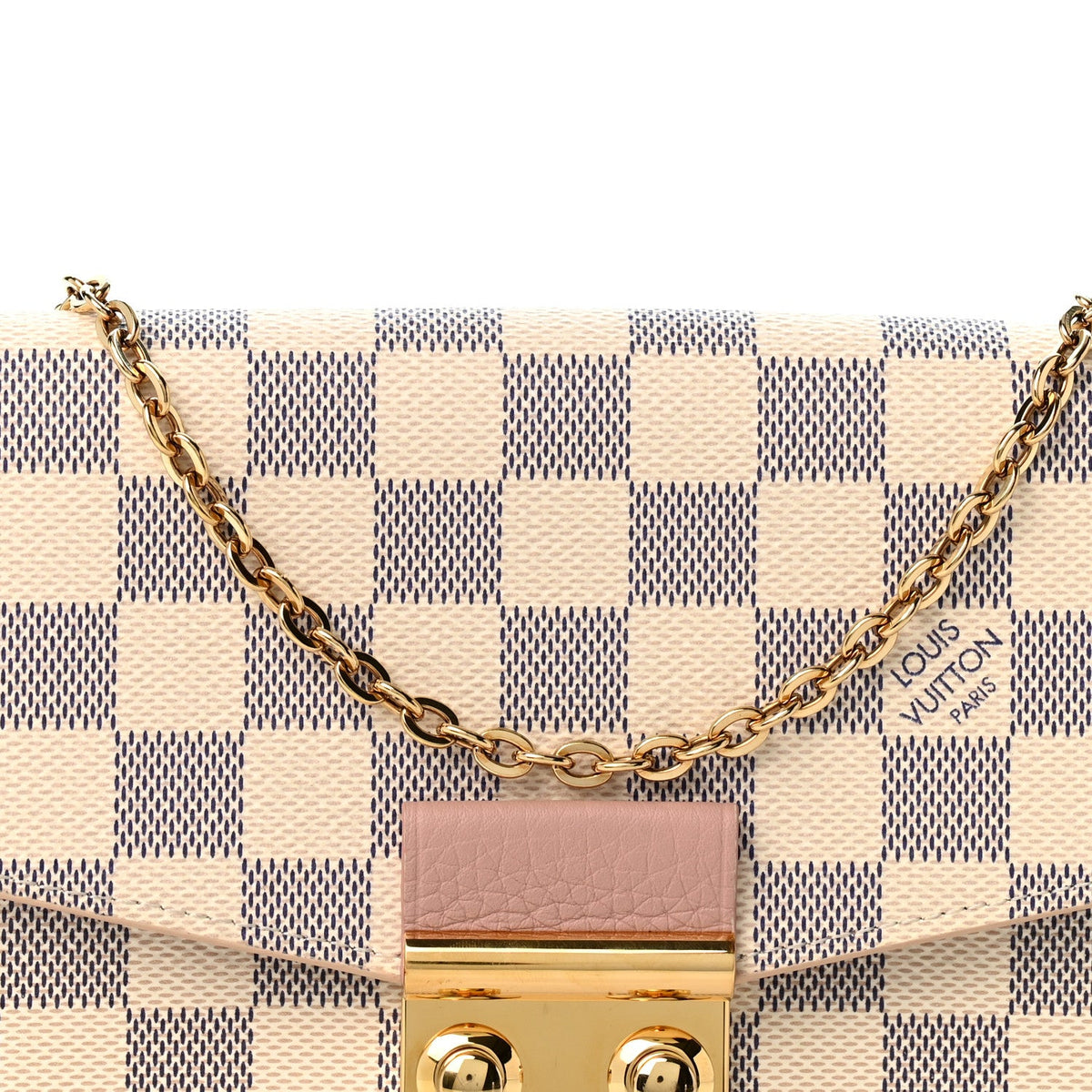 Damier Azur Croisette Chain Wallet Rose Ballerine