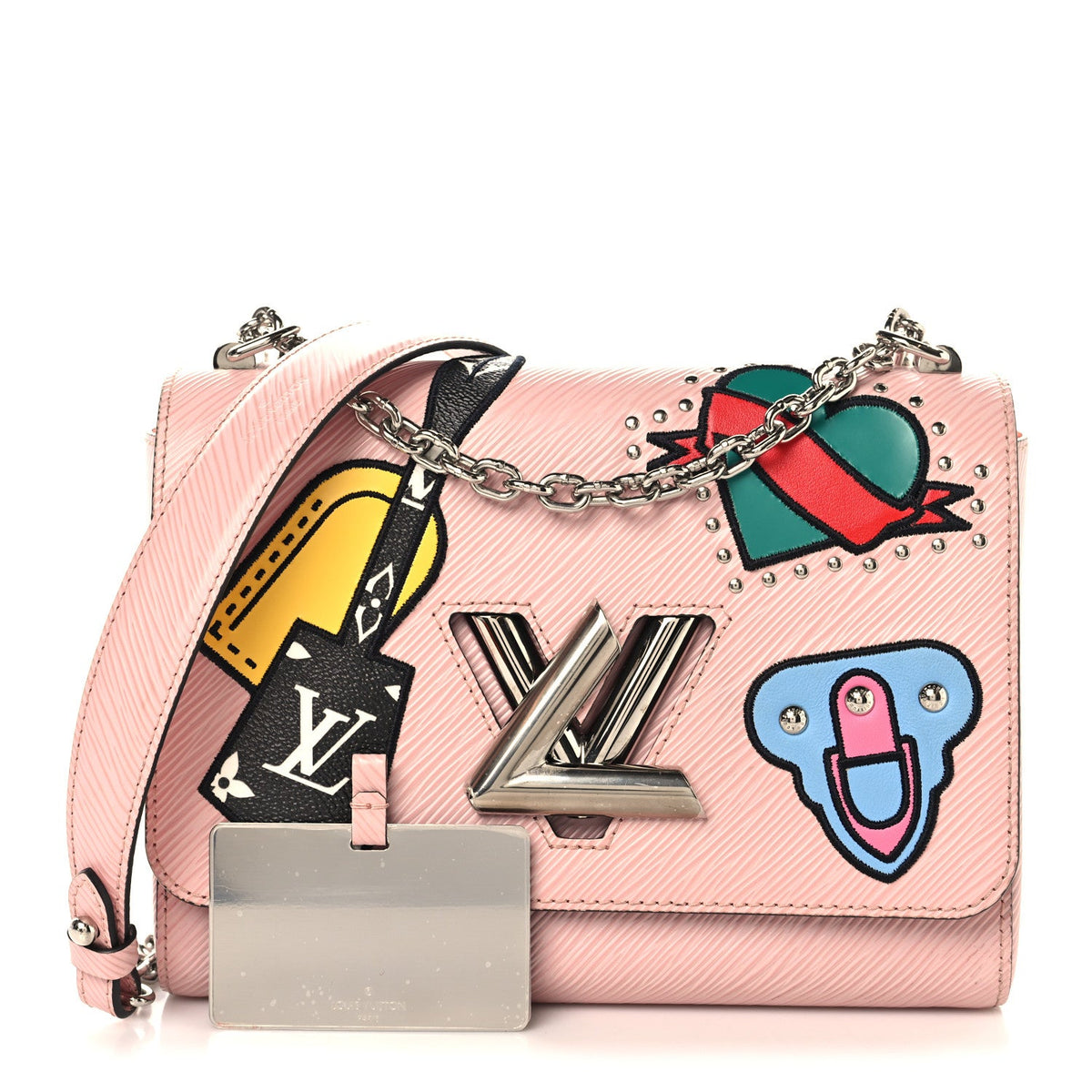 Epi Travel Stickers Twist Shoulder Bag Rose Ballerine