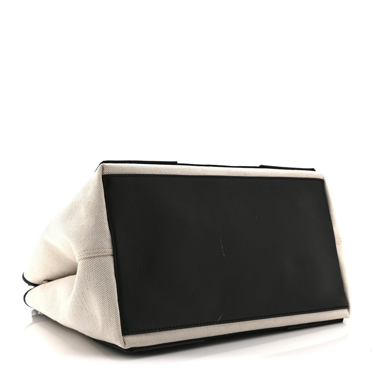 Cotton Canvas Satin Calfskin S Navy Cabas Natural Black