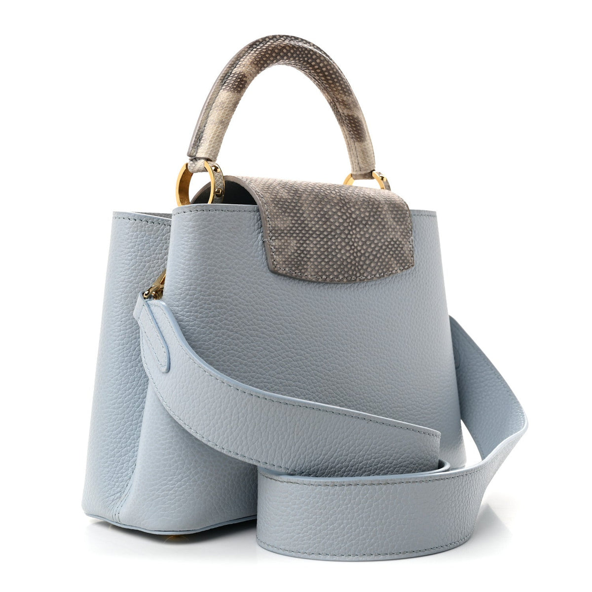 Taurillon Snakeskin Capucines BB Olympe Blue