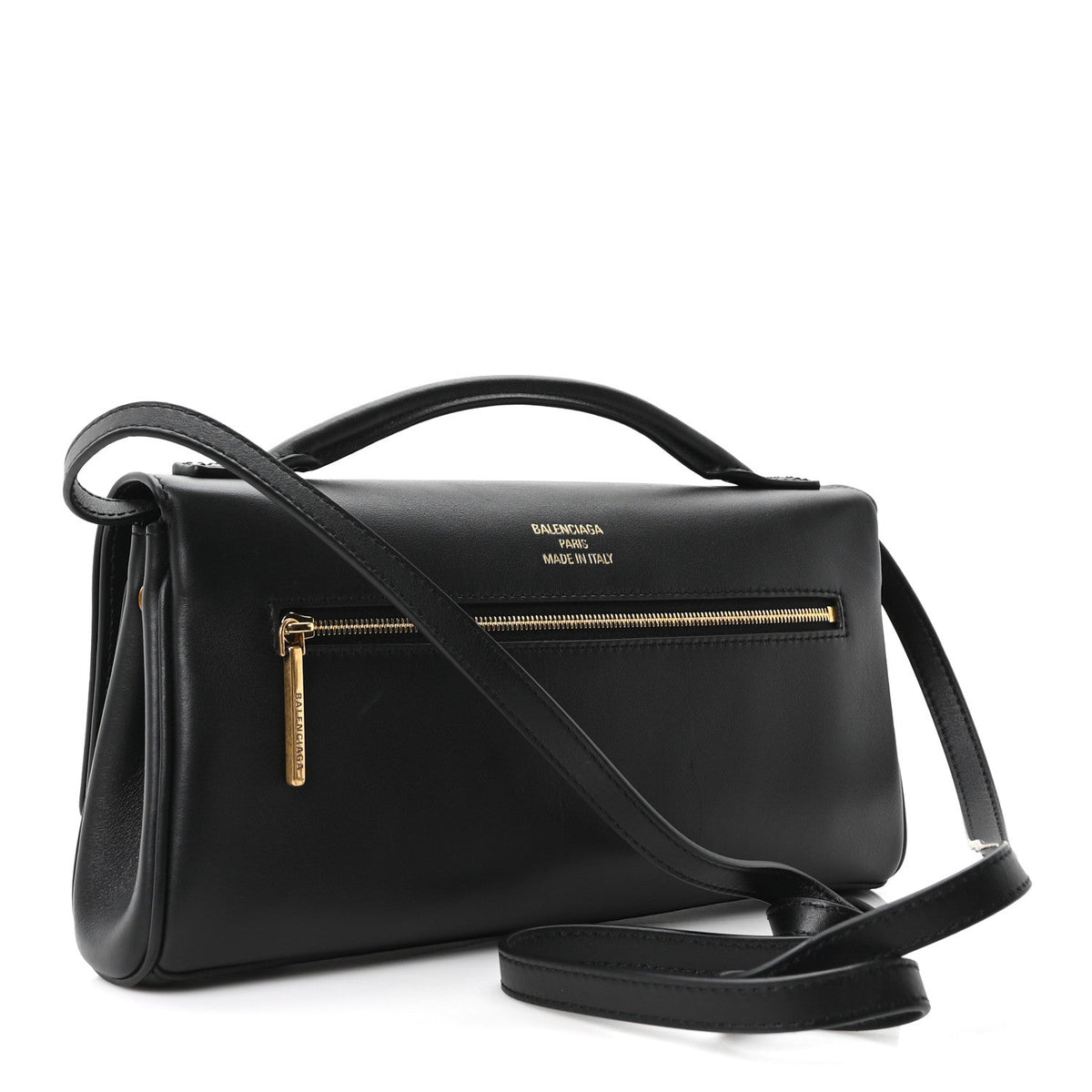 Smooth Calfskin Small Bel Air Clutch On Strap Black